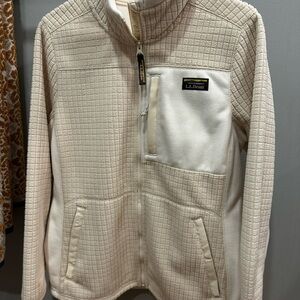 L.L. Bean Cream Quilted Fleece Jacket